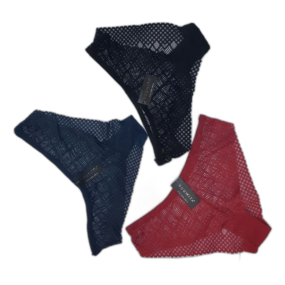 Youmita XL Symmetrical Mesh Panty Lot Of 3 Pair NWT